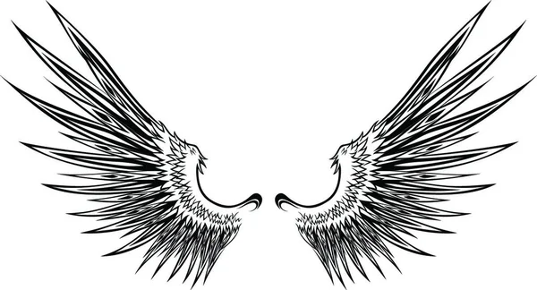 Wings Tatuaż Stylowy Wektor Ilustracja — Wektor stockowy