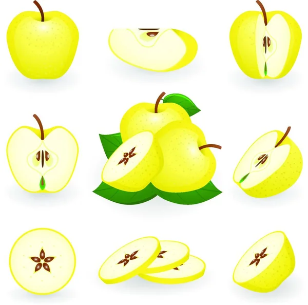 Goldene Äpfel Stilvolle Vektorillustration — Stockvektor