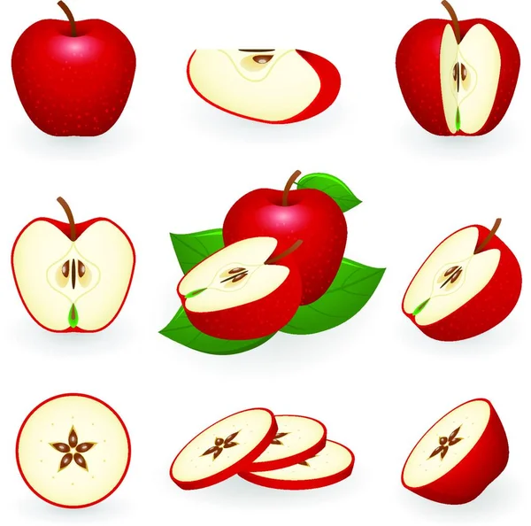 Czerwone Jabłko Ikona Ilustracja Wektorowa — Wektor stockowy