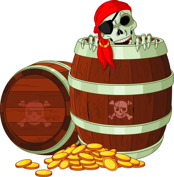 Illustration Pirate Skeleton — Stock Vector