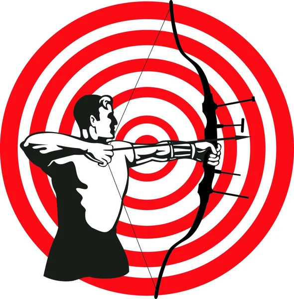 Archer Bow Arrow Target Grafische Vektorillustration — Stockvektor