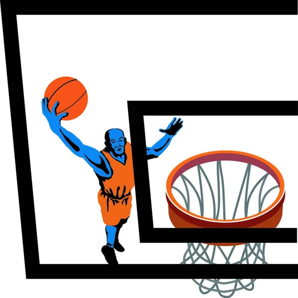 Μπάσκετ Player Dunking Γραφική Διανυσματική Απεικόνιση — Διανυσματικό Αρχείο