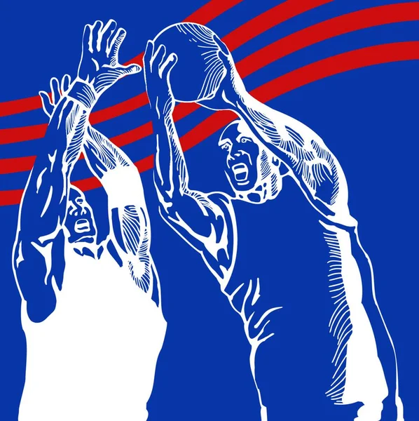 バスケットボール選手のレイアップ グラフィックベクトルのイラスト — ストックベクタ