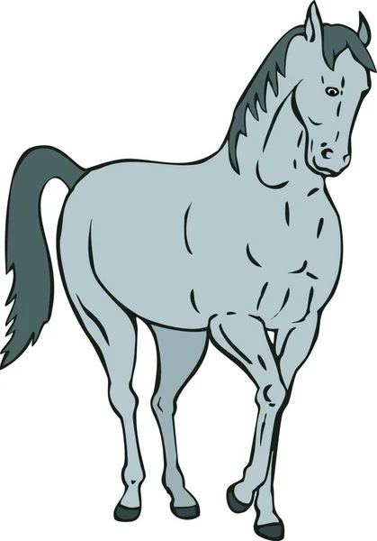 Illustration Horse Standing Retro — Stockový vektor