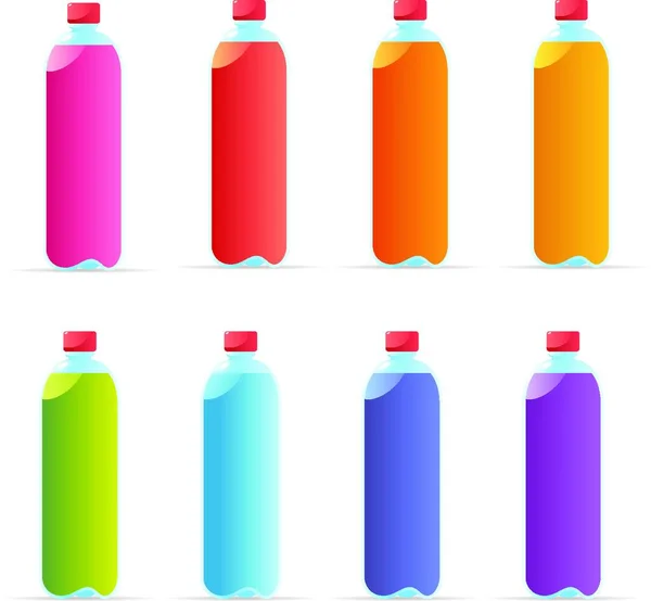 Ilustración Las Botellas Agua Multicolores — Archivo Imágenes Vectoriales
