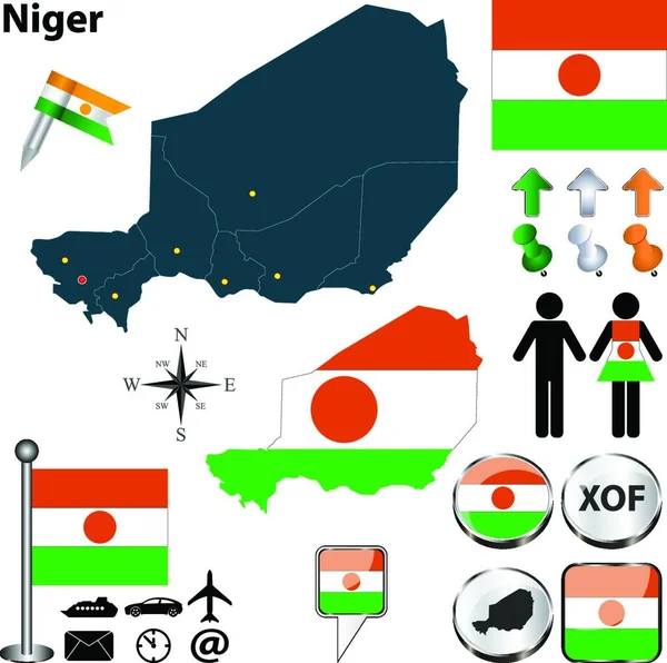 Ilustração Mapa Níger —  Vetores de Stock