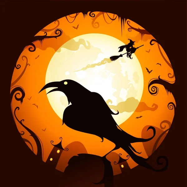 Ilustración Del Cuervo Halloween — Vector de stock