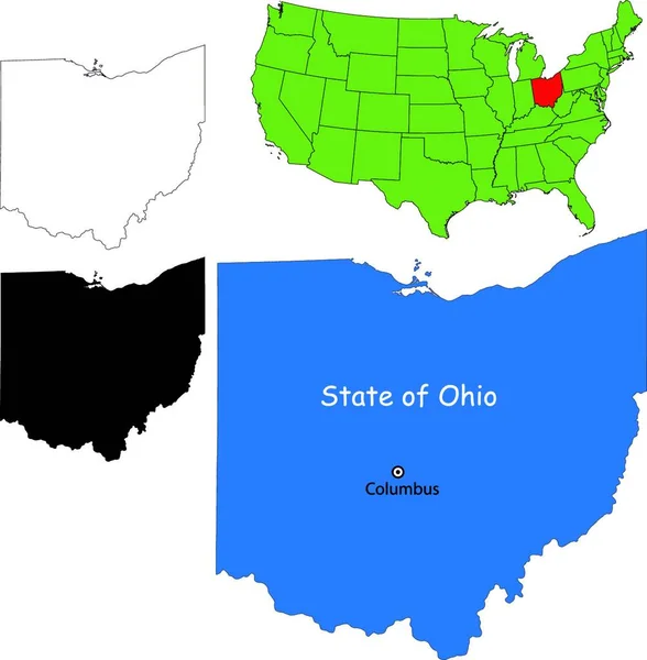 Ohio Haritasının Tasviri — Stok Vektör