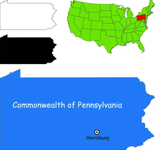 Ilustrace Mapy Pensylvánie — Stockový vektor