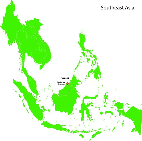 Ilustración Del Mapa Brunei — Archivo Imágenes Vectoriales
