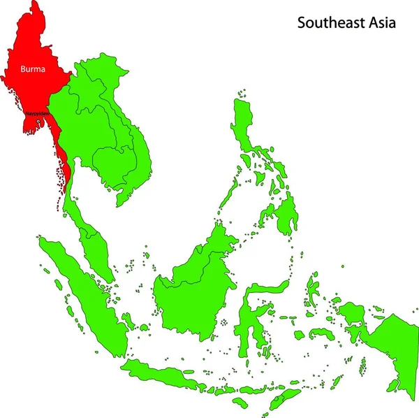 Birmânia Mapa Web Simples Ilustração — Vetor de Stock