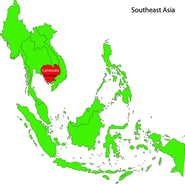 Camboya Mapa Web Simple Ilustración — Vector de stock