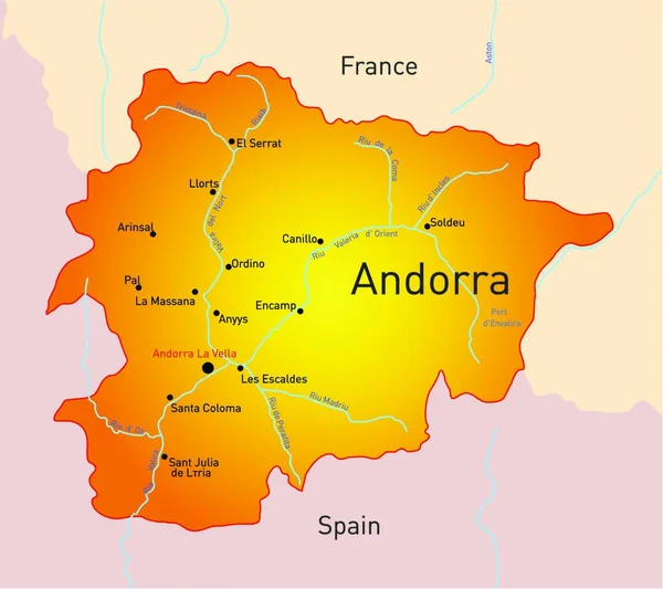 Ilustración Mapa Andorra — Vector de stock