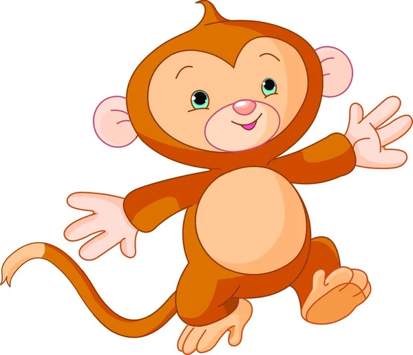 Illustration Des Glücklichen Kleinen Affen — Stockvektor