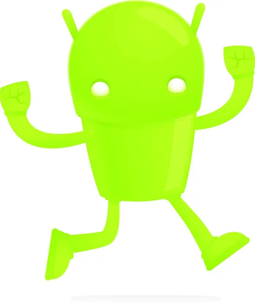 Divertente Cartone Animato Android Vettoriale Illustrazione — Vettoriale Stock