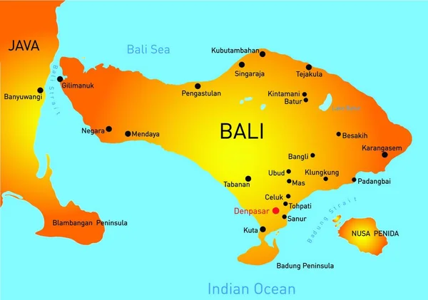 Mapa Del País Bali Ilustración Simple Web — Vector de stock