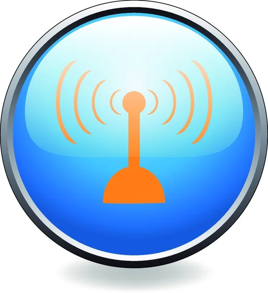 Antena Rádio Botão Ícone Ilustração Vetorial — Vetor de Stock