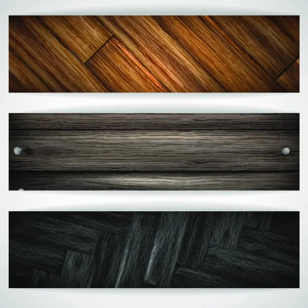 木製のグレーのバナーのイラスト — ストックベクタ