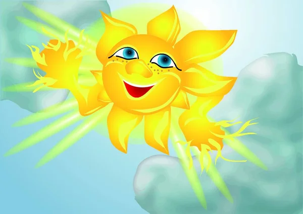 Ilustrace Slunce Mraky — Stockový vektor
