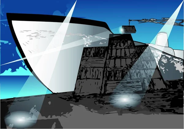 Illustrazione Del Carico Una Nave — Vettoriale Stock