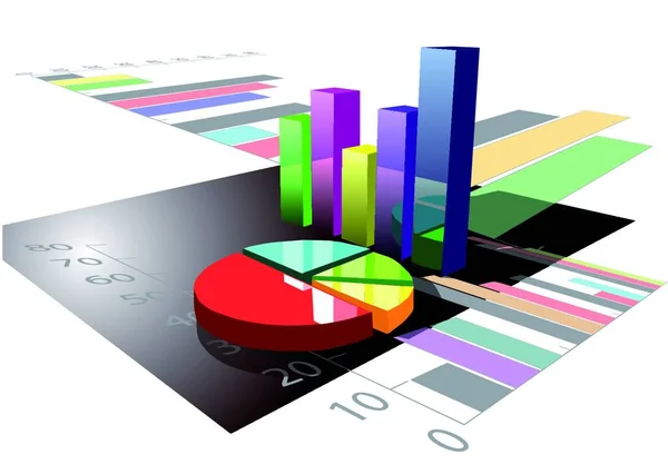 Illustration Multicolored Graph — Stock Vector