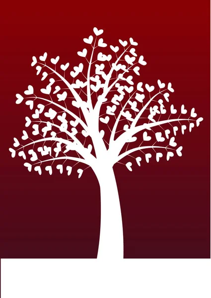Дерево Векторным Рисунком Сердца — стоковый вектор