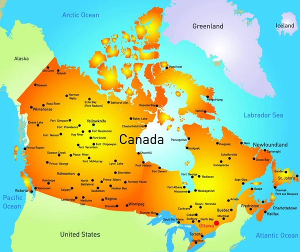Canadá Mapa Vector Ilustración — Vector de stock