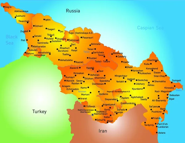 Vektorillustration Der Länder Der Kaspischen Region — Stockvektor