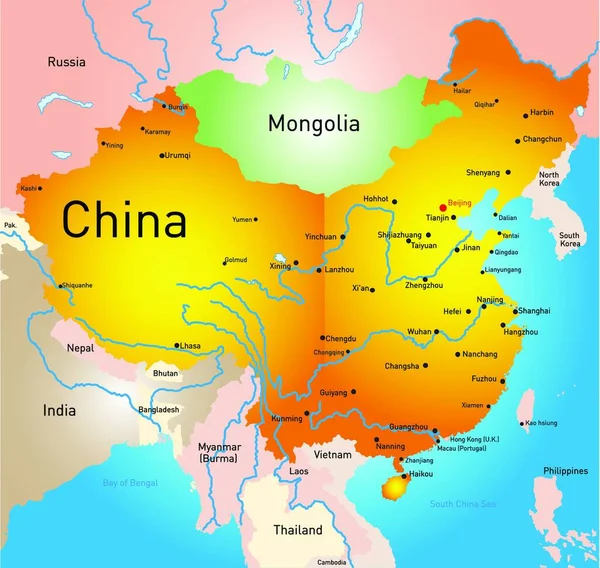 中国国ベクトル図 — ストックベクタ