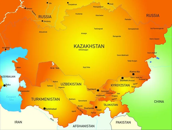Vektorillustration Für Zentralasien — Stockvektor
