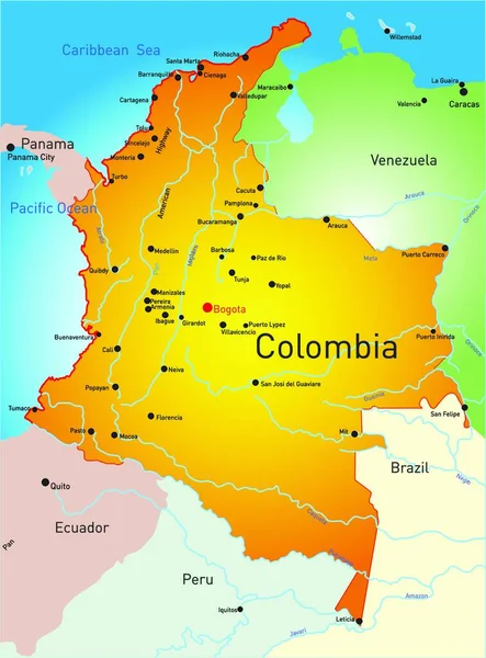 Kolumbien Karte Vektor Illustration — Stockvektor