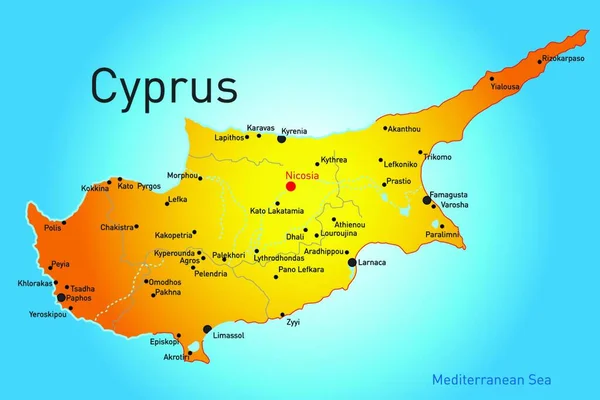 キプロス地図ベクトル図 — ストックベクタ
