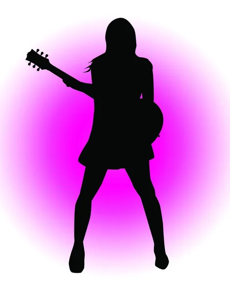 Girl Guitarist Vector Illustration — Stock Vector