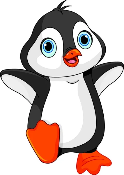 Dibujos Animados Bebé Pingüino Vector Ilustración — Vector de stock