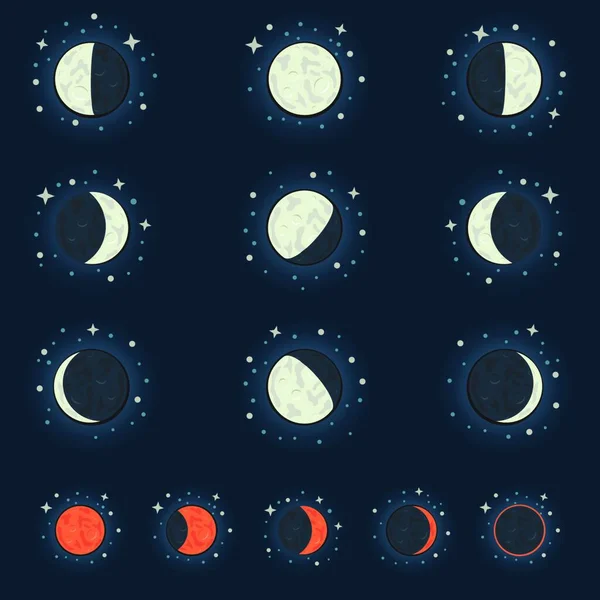 Місяць Фази Векторні Ілюстрації — стоковий вектор