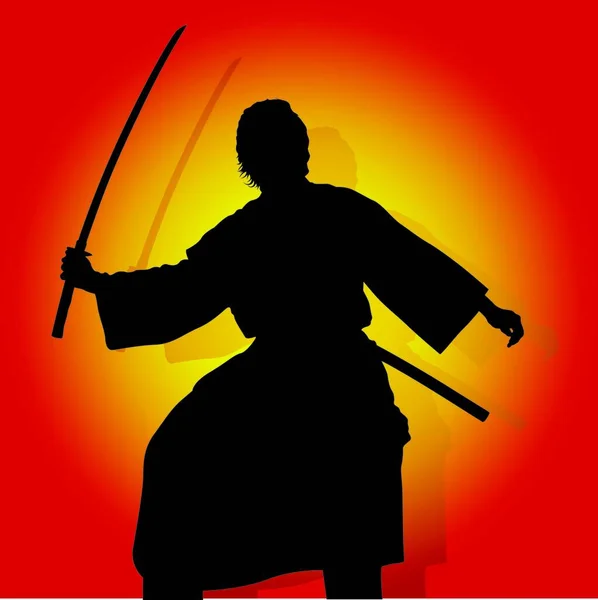 Samurai Icon Vektor Illustration — Stockvektor