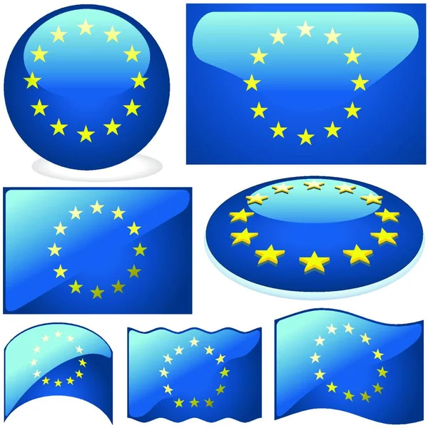 Conjunto Bandeiras União Europeia — Vetor de Stock