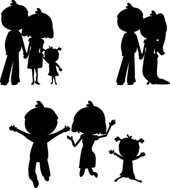 Illustration Silhouettes Family — Stock Vector