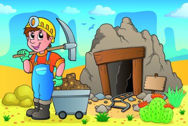 Eski maden ile çöl modern vektör çizimi