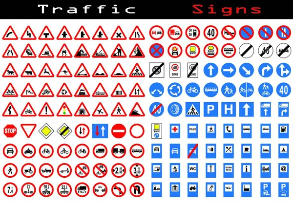 Illustration Der Verkehrszeichensammlung — Stockvektor