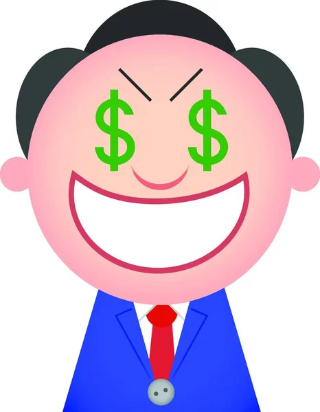 Illustration Funny Businessman Greedy — Stock Vector