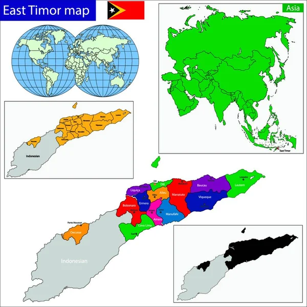 Карта Восточного Тимора Веб Простая Иллюстрация — стоковый вектор
