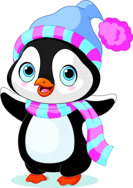 Illusztráció Aranyos Téli Pingvin — Stock Vector