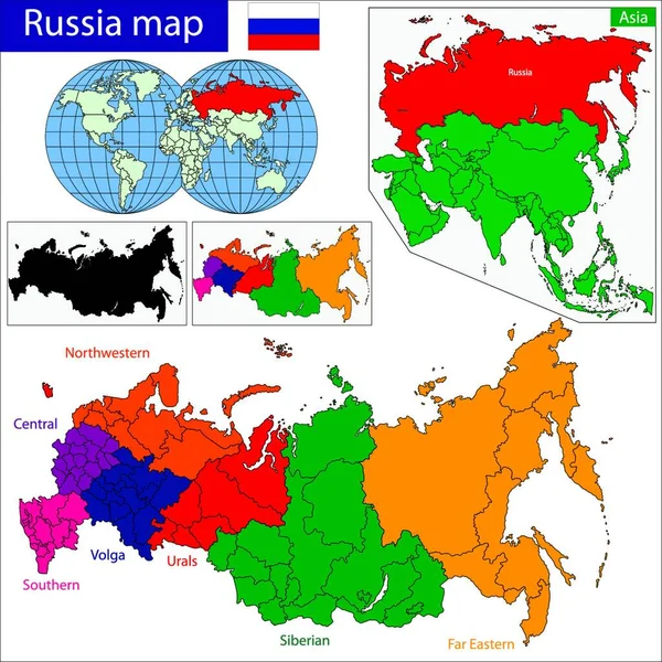 Ryssland Karta Grafisk Vektor Illustration — Stock vektor