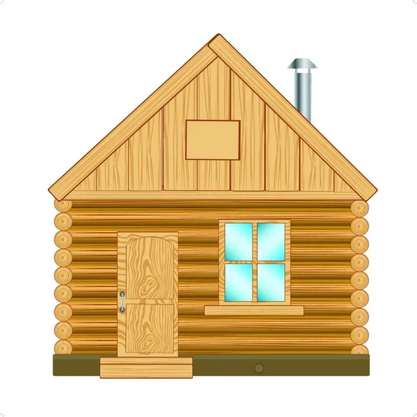 Drewniany Dom Graficzny Wektor Ilustracji — Wektor stockowy
