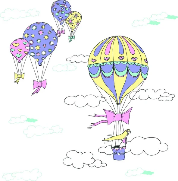 Varmluftsballonger Grafisk Vektor Illustration — Stock vektor