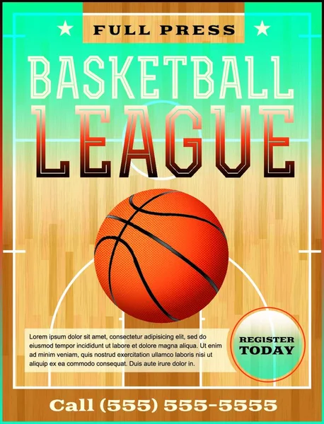 Basketball League Flyer Vector Illustration — Stock Vector