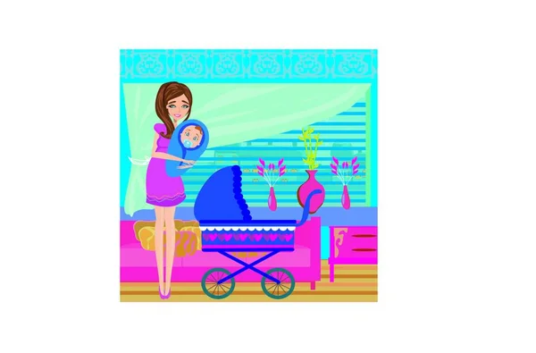 Mother Hugs Her Child Graphic Vector Illustration — Stock Vector
