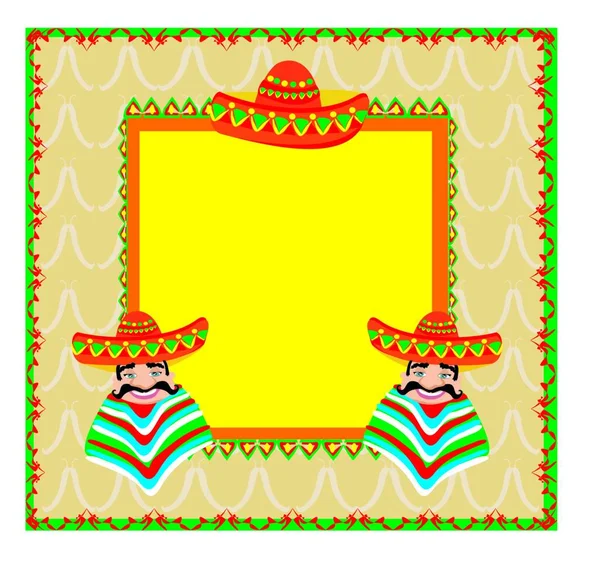Mexikanischer Rahmen Mit Mann Sombrero Graphische Vektorillustration — Stockvektor