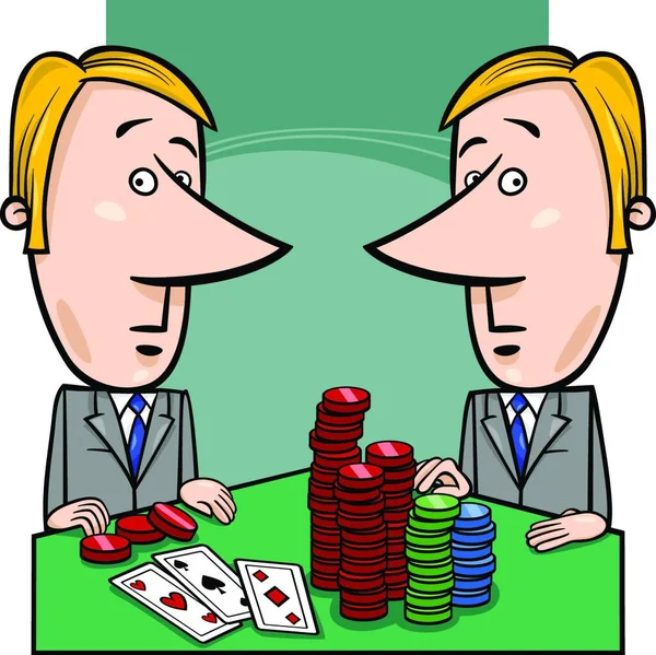 Businessmen Playing Poker Cartoon Graphic Vector Illustration — Stock Vector